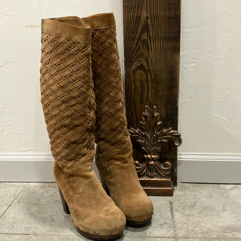 Woven Tan Knee-High Boots UGG